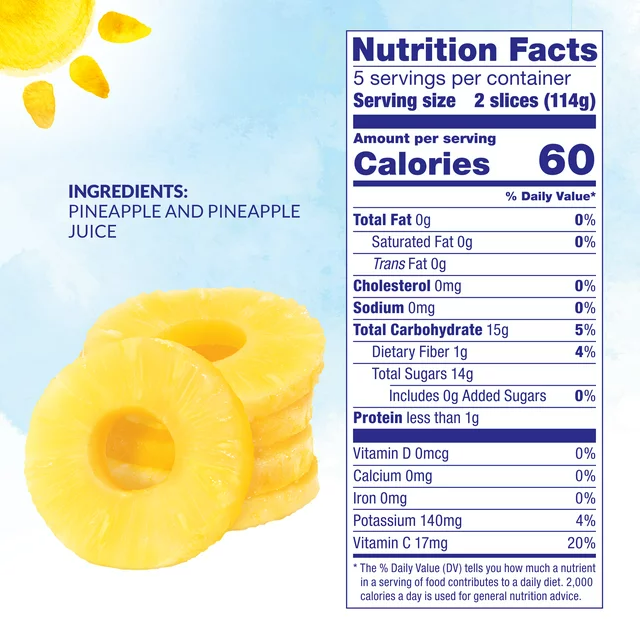 Dole Canned Pineapple Fruit Slices In 100% Pineapple Juice, 20 oz