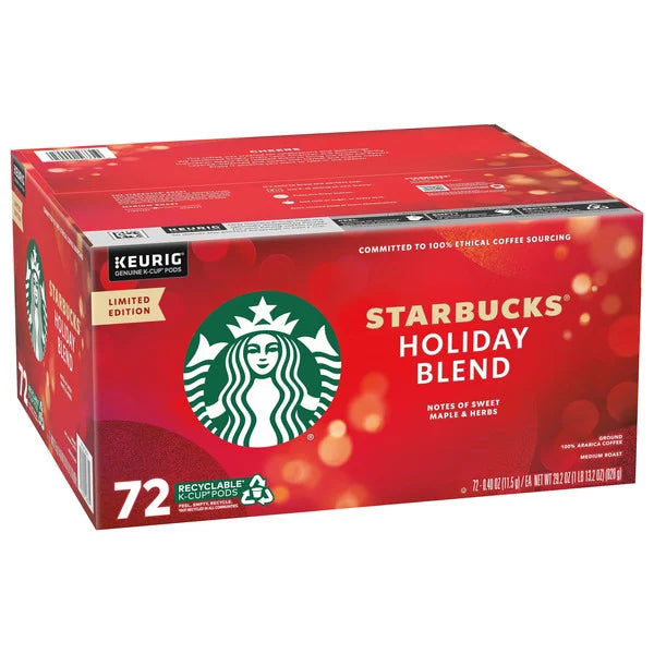 Starbucks Coffee Holiday Blend K-Cup Pod, 72 Count