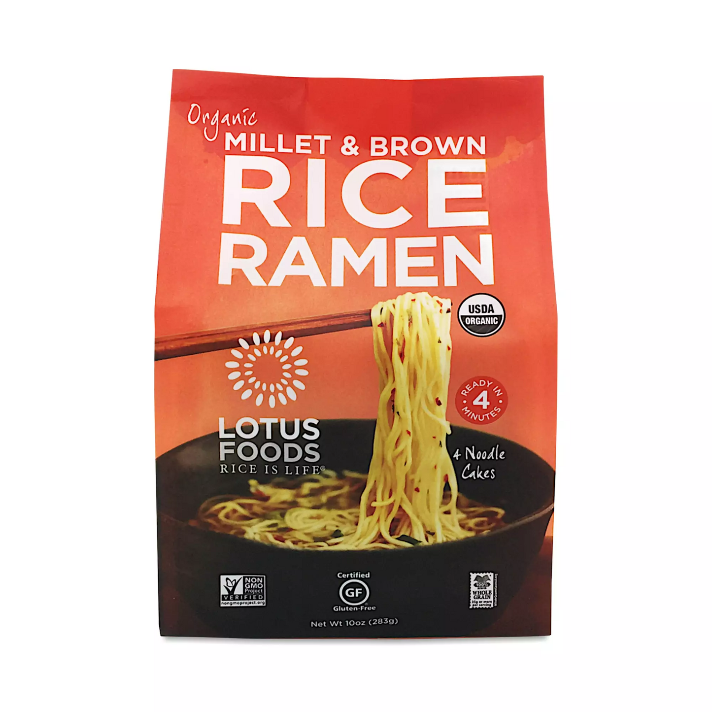 Lotus Foods Organic Millet & Brown Rice Ramen, 4 Count