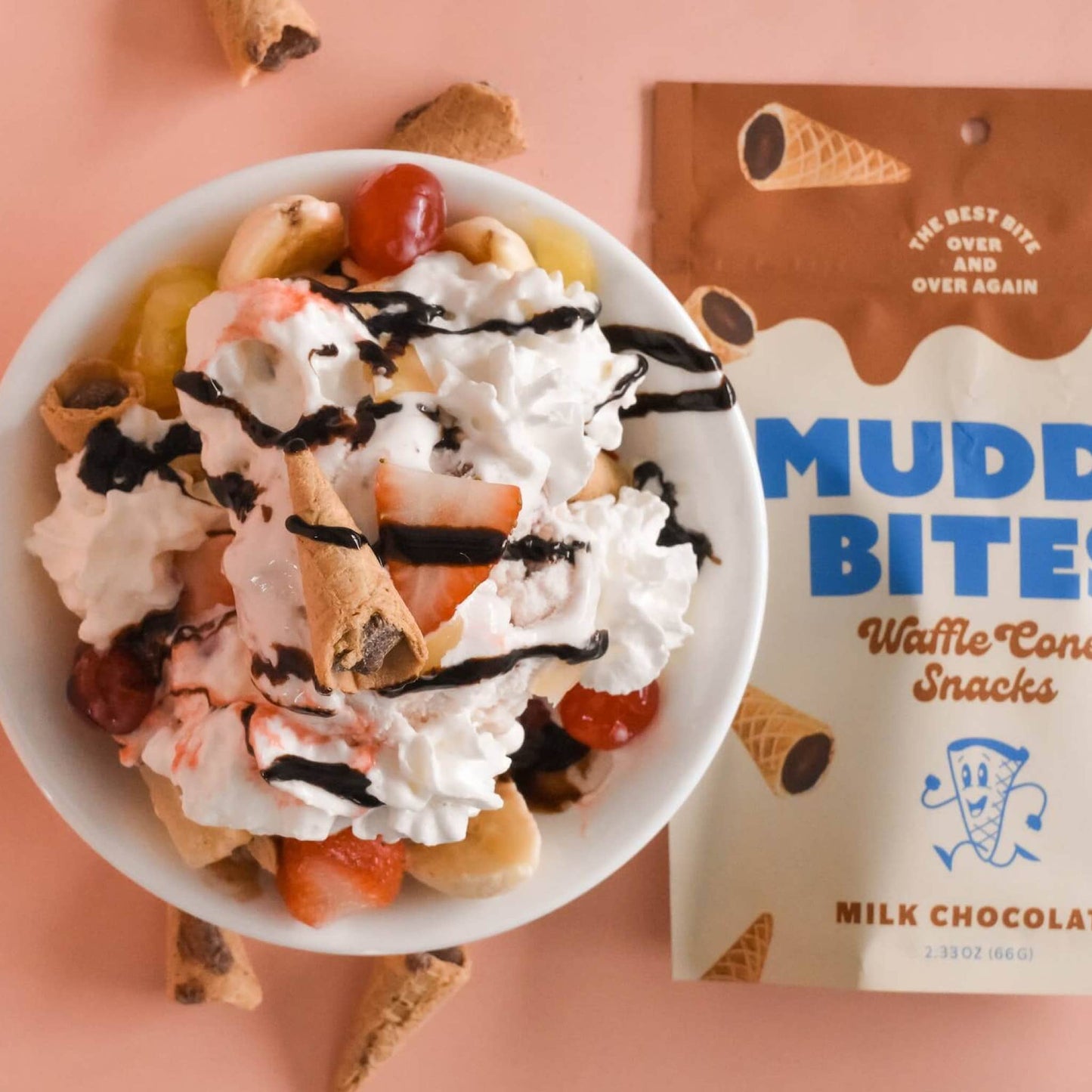 Muddy Bites Milk Chocolate Bite-Sized Waffle Cones Snacks, 2.33 oz