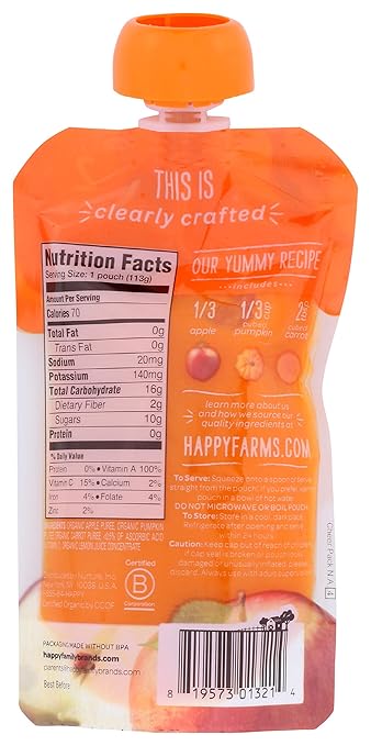 Happy Baby Apple Pumpkin and Carrot Baby Food, 4 oz