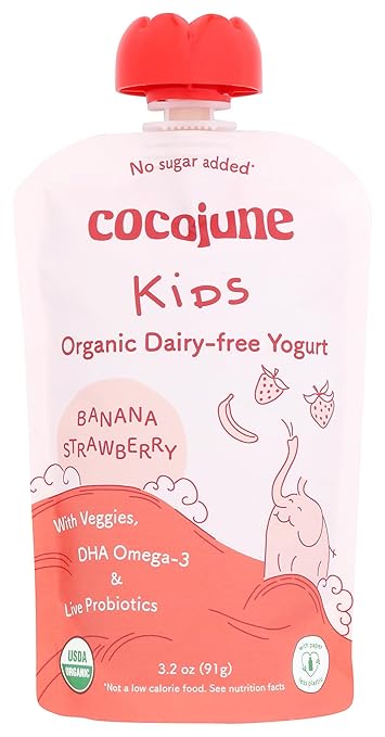 Cocojune Organic Strawberry Kids Pouch Coconut Yogurt, 3.2 oz