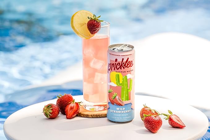 Pricklee Cactus Water Wild Strawberry + Hibiscus, 12 oz