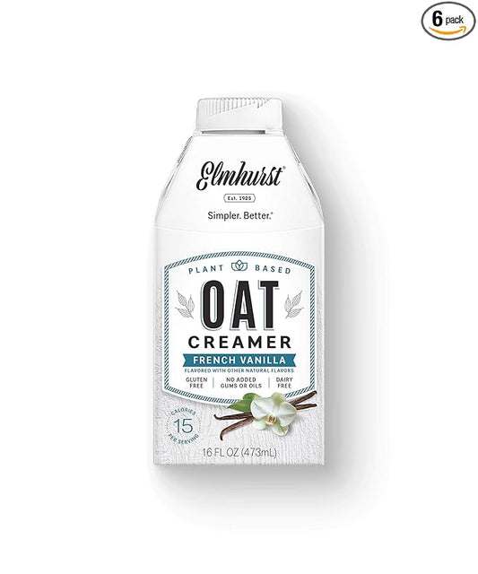 Elmhurst French Vanilla Oat Creamer, Plant-Based, Vegan, 16 oz