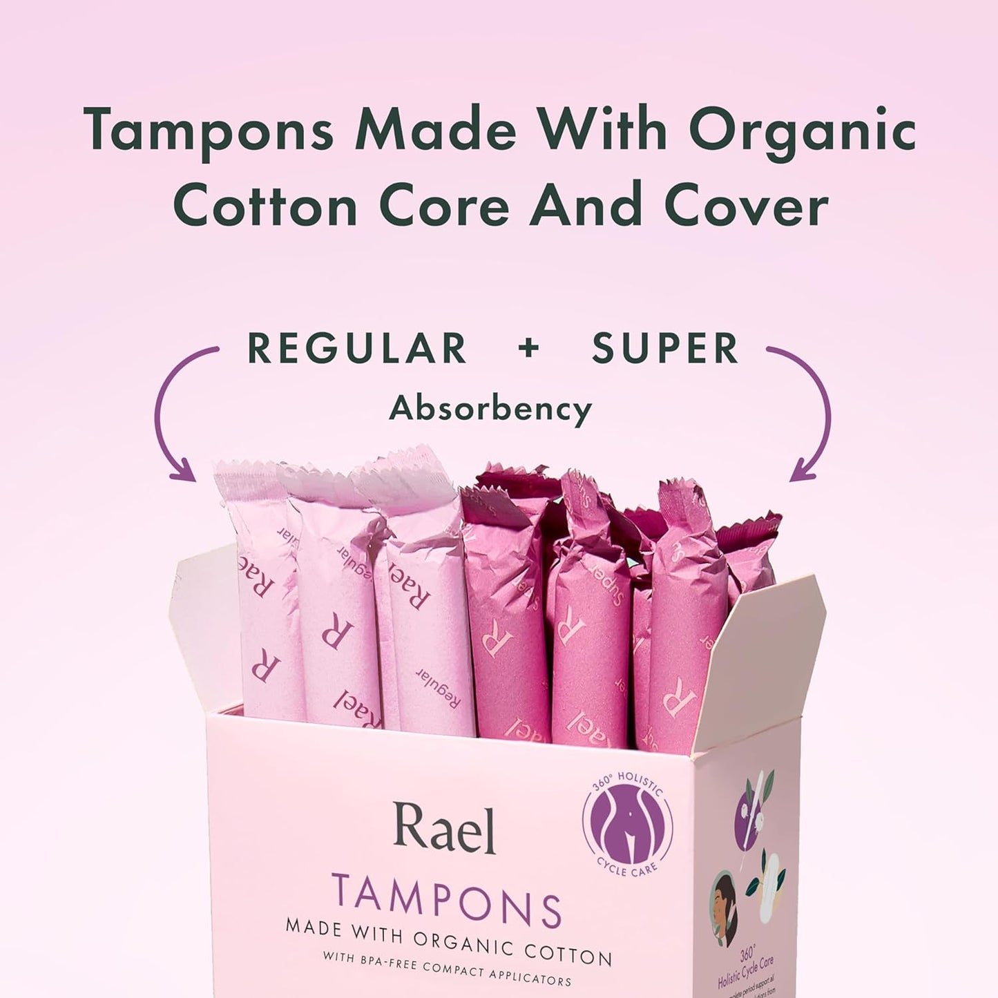 Rael Organic Super Cotton Tampons, 18 Count