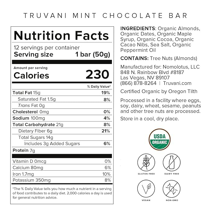 Truvani The Only Bar Mint Chocolate, 1 Count