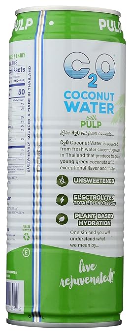 C2O Pure Coconut Water with Pulp, 17.5 oz