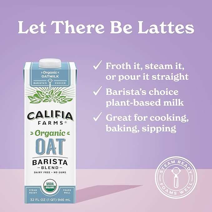 Califia Farms Organic Oat Barista Blend Oat Milk, 32 oz