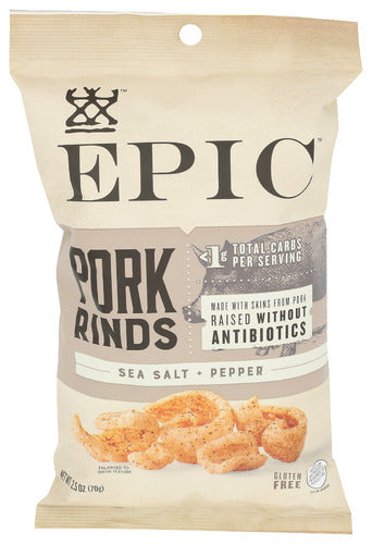 EPIC Sea Salt & Pepper Seasoned Pork Rinds, 2.5 oz