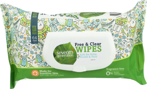 Seventh Generation Free & Clear Baby Wipes, 64 Count