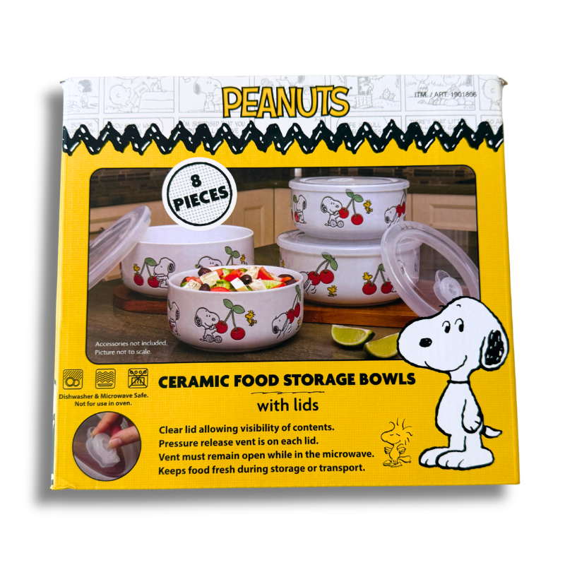 Decorated Food Storage Bowls with Venting Lids, 4-pack