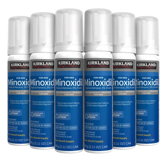 Kirkland Signature Hair Regrowth Treatment Extra Strength for Men, 5% Minoxidil Topical Solution, 2 fl oz, 6-pack