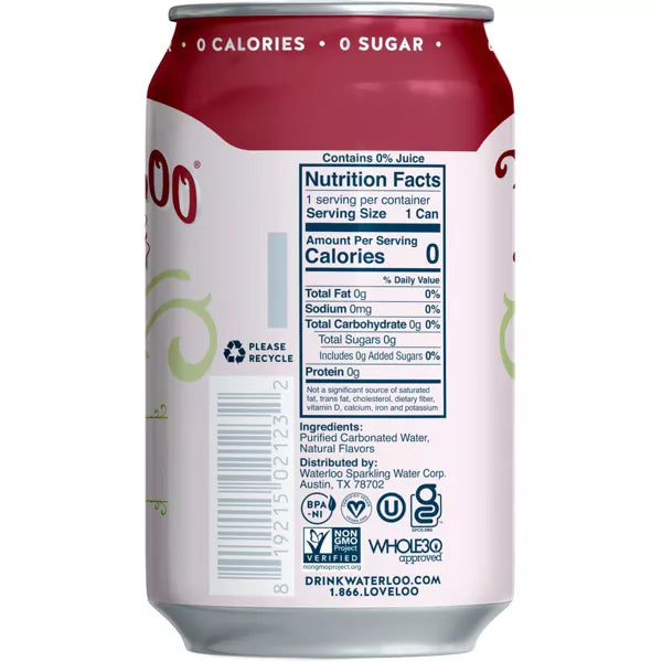 Waterloo Cherry Limeade Sparkling Water, 8 Count