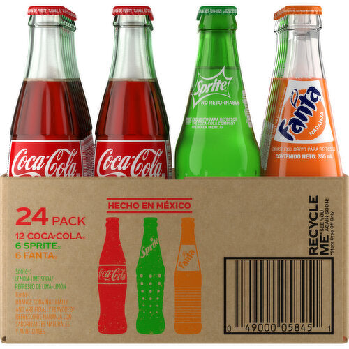 Mexican Coca-Cola, Fanta & Sprite Variety Pack 24 ct, 12 oz