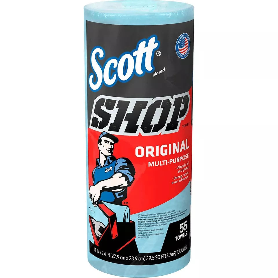 Scott Shop Towels Original Multi-Purpose, Blue, 10 Rolls