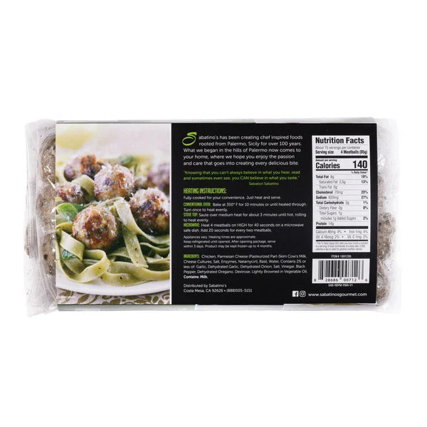 Sabatino's Basil Parmesan Chicken Meatballs, 14 oz