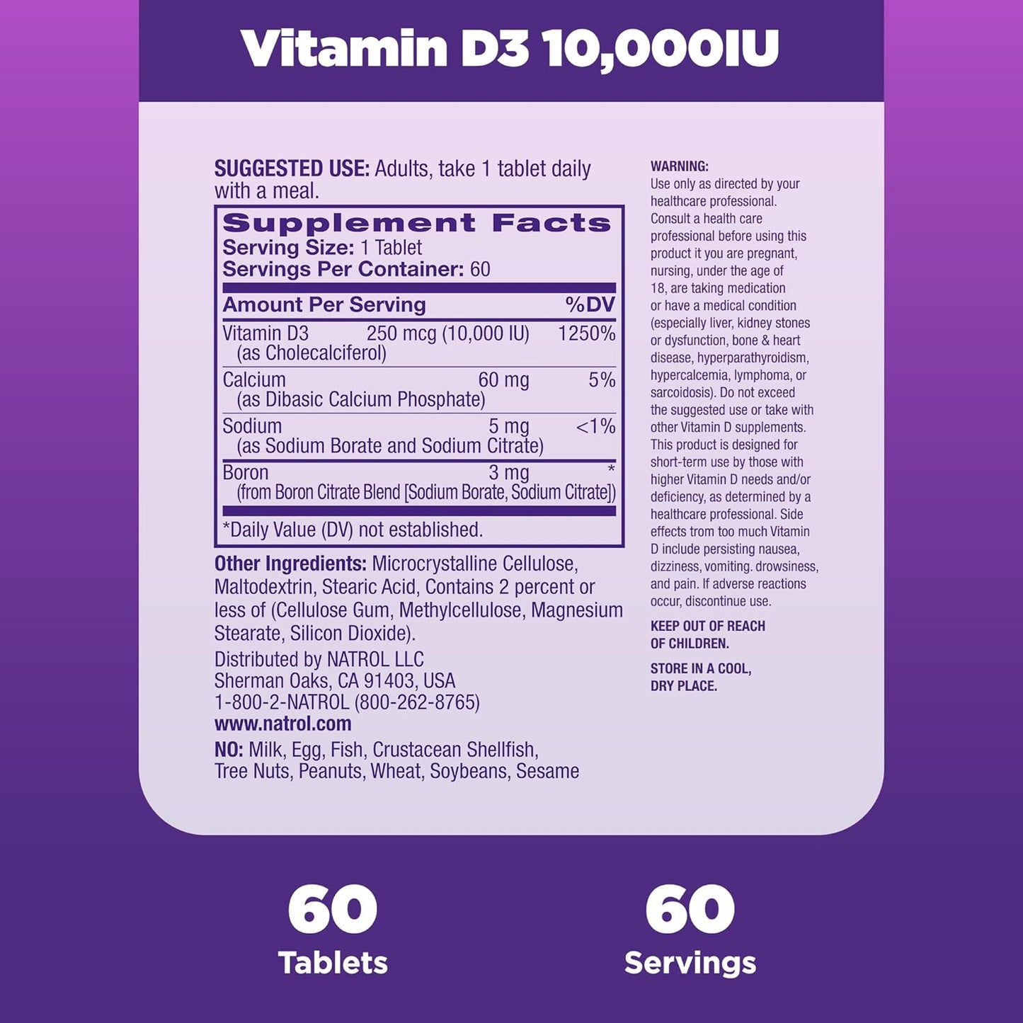 Natrol Vitamin D3 10,000 IU, 60 Count