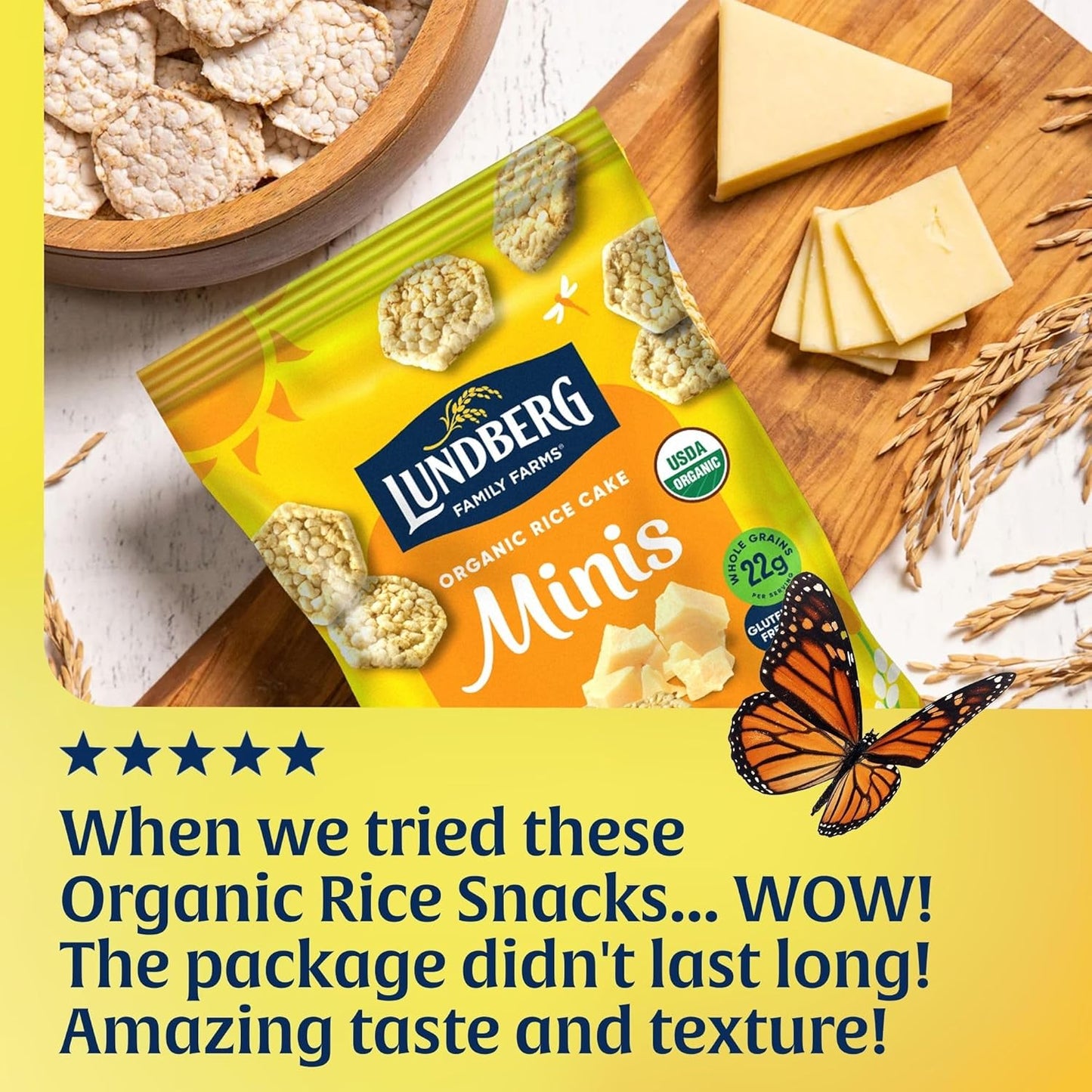 Lundberg Organic White Cheddar Rice Cake Minis, 5 oz
