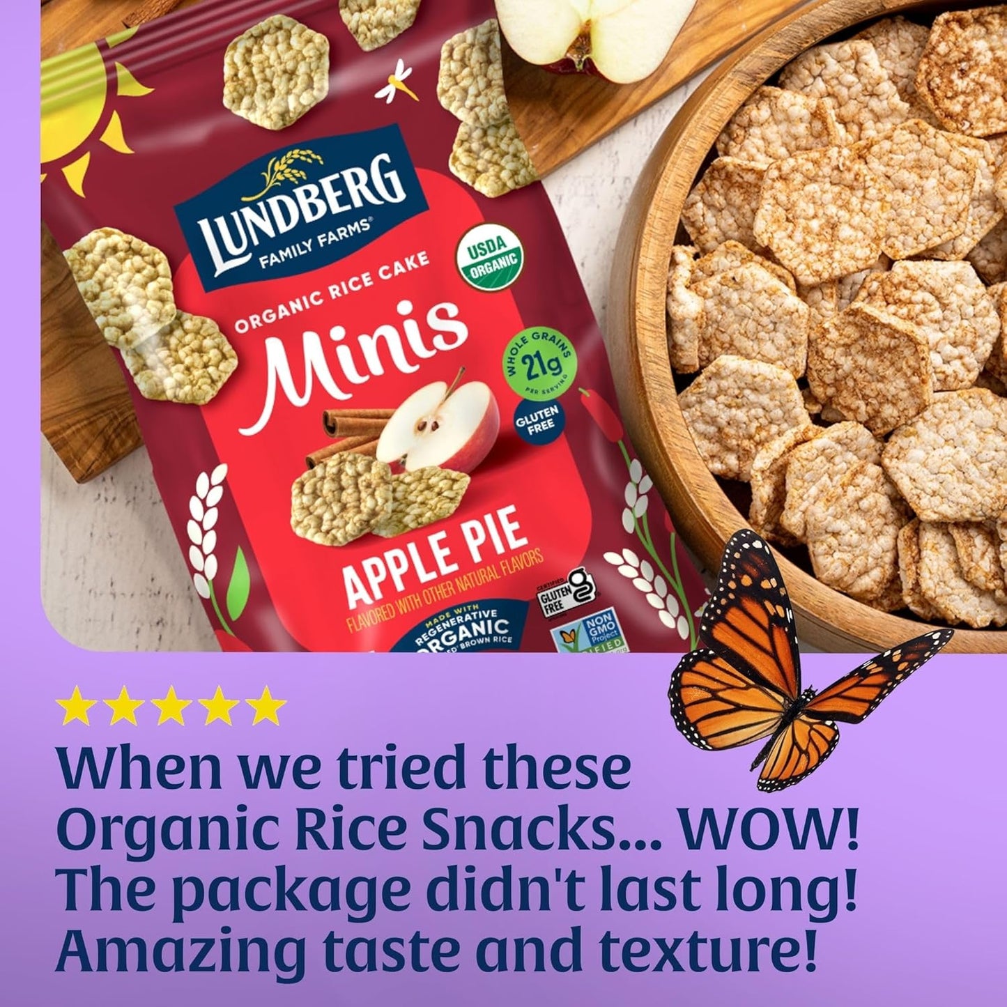 Lundberg Organic Apple Pie Rice Cake Minis, 5 oz