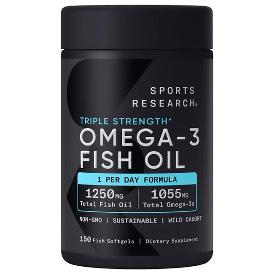 Sports Research Triple Strength Omega-3 Fish Oil, 150 Fish Softgels
