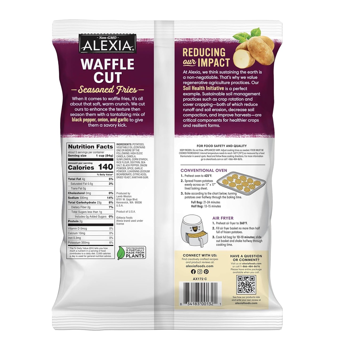 Alexia Seasoned Waffle Cut Fries, 15 oz