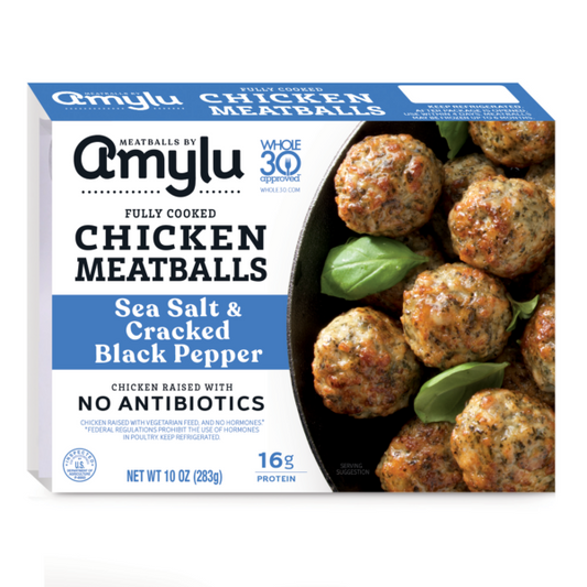 Amylu - Chicken Meatballs: Sea Salt & Cracked Black Pepper | 10 oz