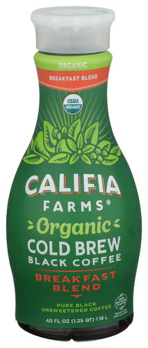 Califia Farms Organic Cold Brew Breakfast Blend Black Coffee, 40 oz