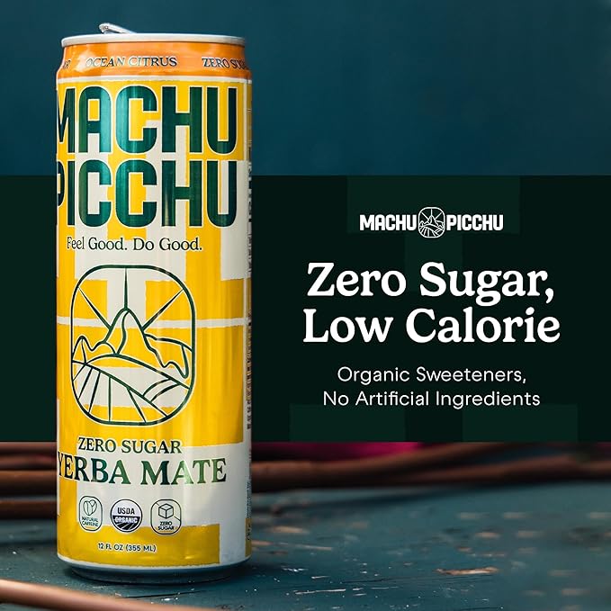 Machu Picchu Organic Zero Sugar Ocean Citrus Yerba Mate, 12 oz
