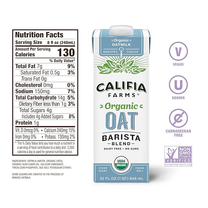 Califia Farms Organic Oat Barista Blend Oat Milk, 32 oz