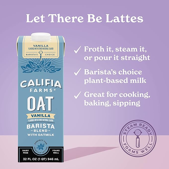 Califia Farms Vanilla Oat Barista Blend Oat Milk, 32 oz