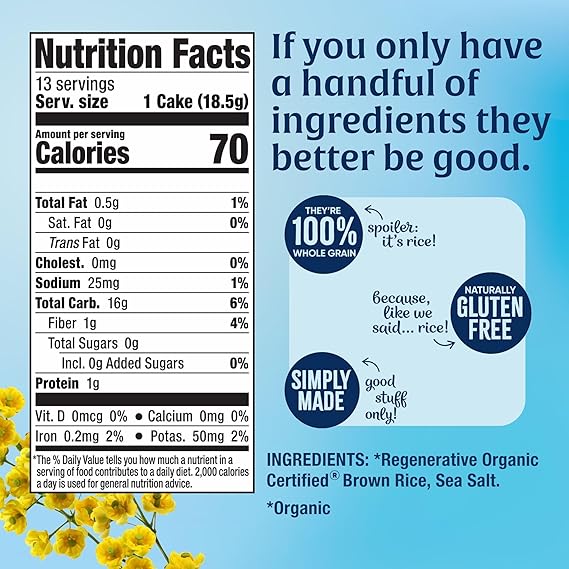 Lundberg Organic Lightly Salted Brown Rice Rice Cakes, 8.5 oz