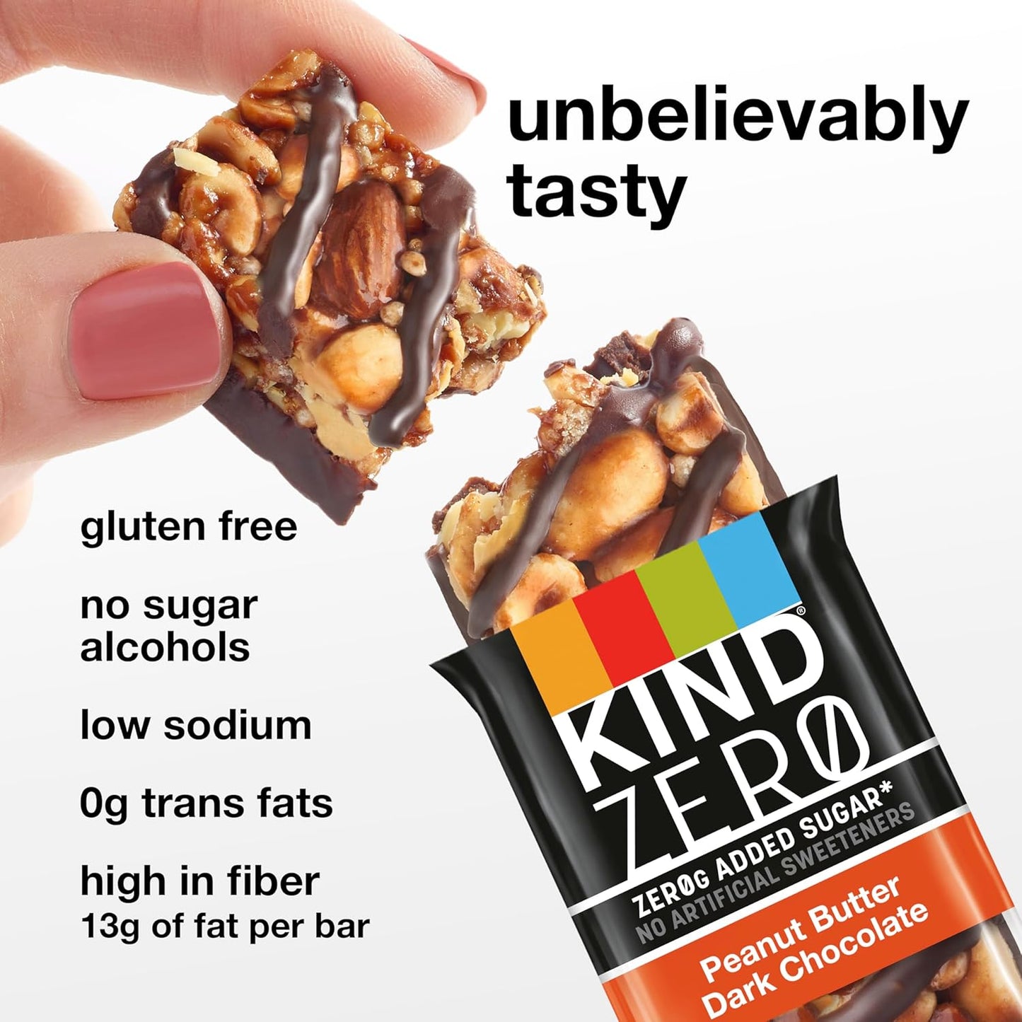 Kind Zero Added Sugar Bars Peanut Butter Dark Chocolate, 5 Count