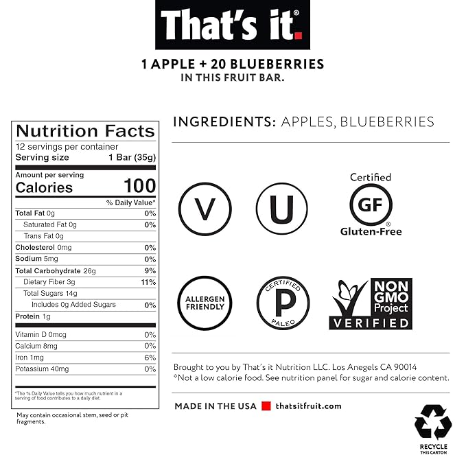 That's it Apple & Blueberries Fruit Bars, 6 oz