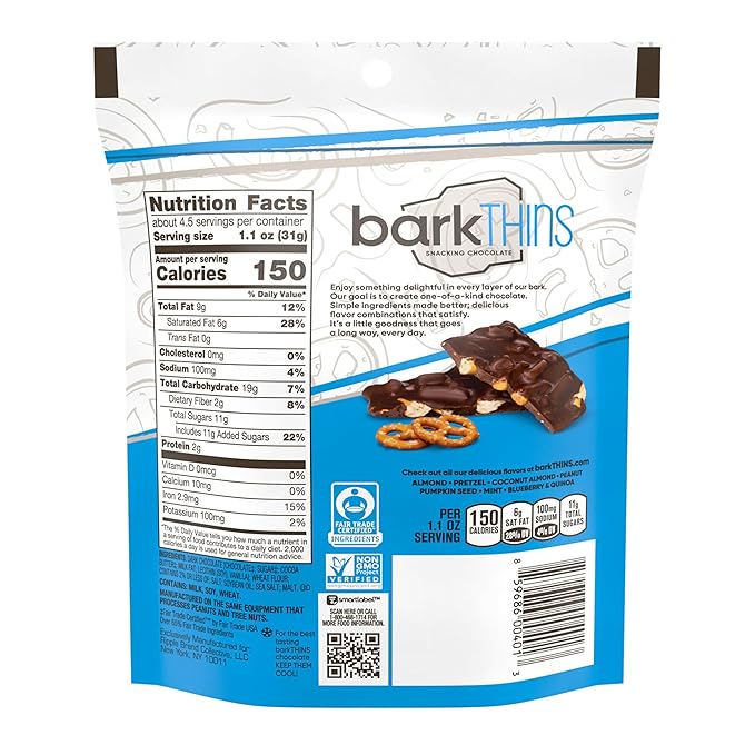 Barkthins Dark Chocolate Covered Pretzels w/ Sea Salt Snacking Chocolate, 4.7 oz