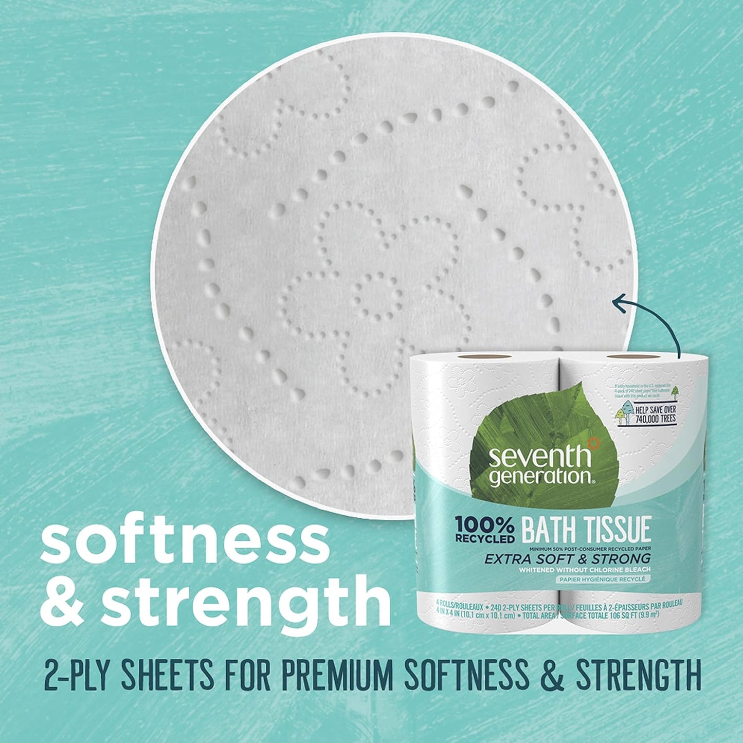 Seventh Generation Bath Tissue Toilet Paper, 4 Count