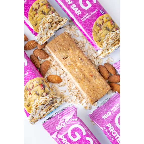 G2G Almond Oatmeal Cookie Protein Bar, 2.47 oz, 8-count