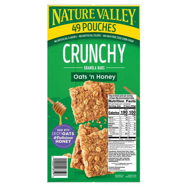 Nature Valley Crunchy Granola Bar, Oats 'n Honey, 1.49 oz, 49 Count