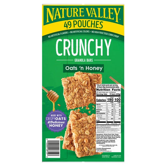 Nature Valley Crunchy Granola Bar, Oats 'n Honey, 1.49 oz, 49 Count
