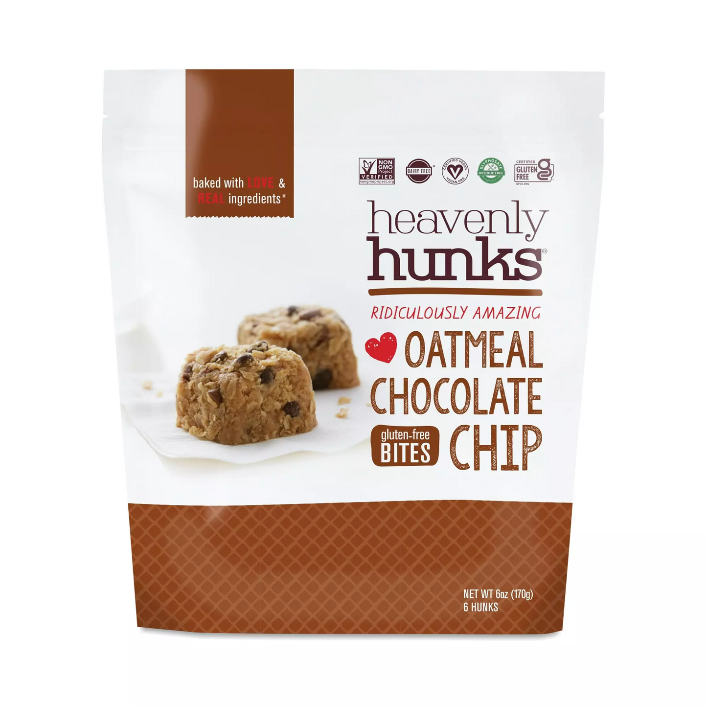 Heavenly Hunks Gluten-Free Bites Oatmeal Chocolate Chip, 6 oz