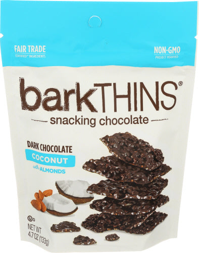 Barkthins Dark Chocolate Covered Coconut w/ Almonds Snacking Chocolate, 4.7 oz