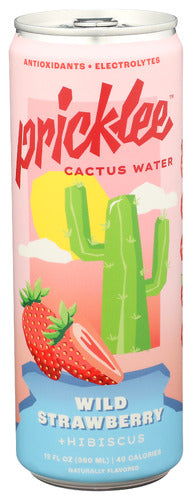 Pricklee Cactus Water Wild Strawberry + Hibiscus, 12 oz