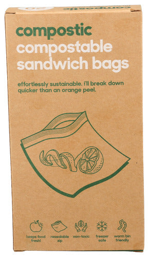 Compostic Compostable Sandwich Bags, 20 Count