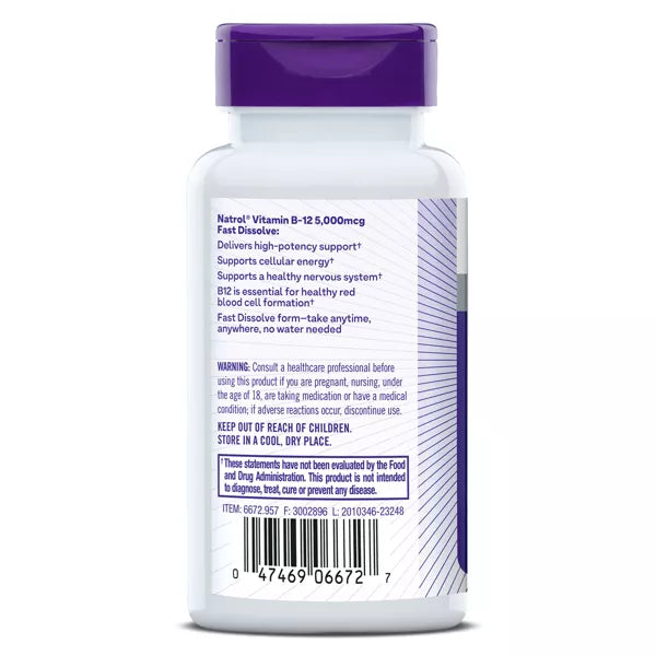 Natrol Vitamin B-12 5,000 mcg, 100 Count