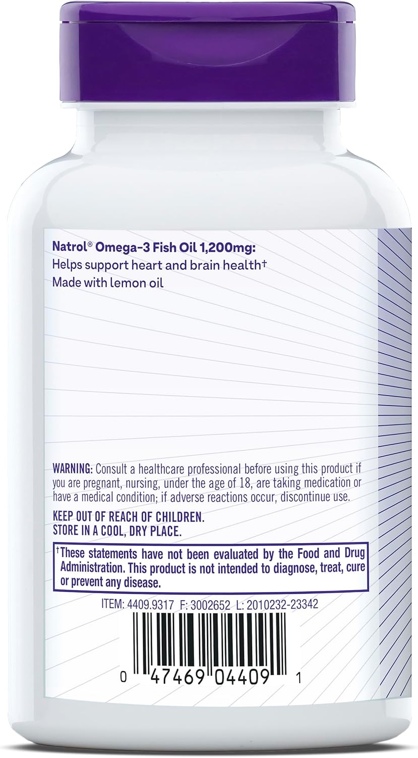 Natrol Omega-3 Fish Oil 1200 mg Softgels, 60 Count