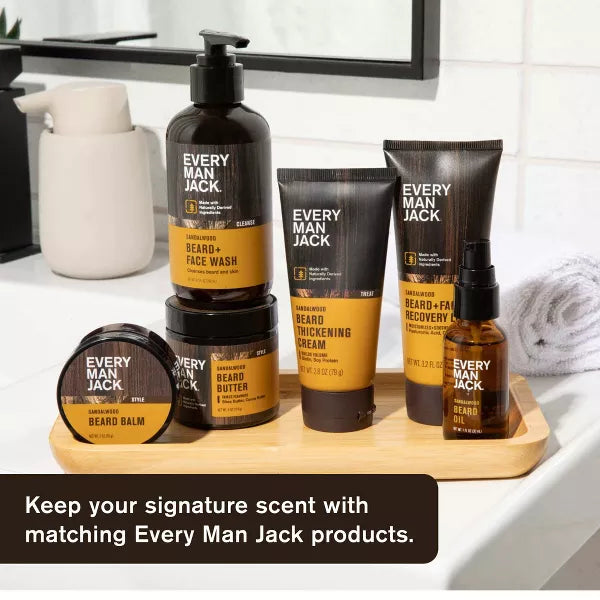 Every Man Jack Men's Nourishing Beard + Face Sandalwood Wash, 6.7 oz