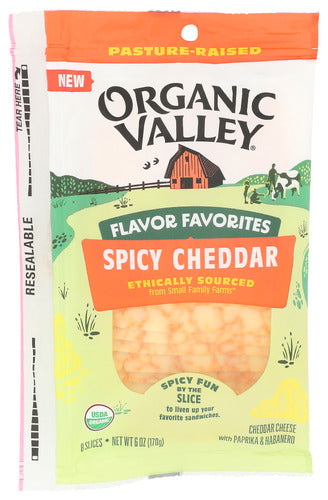 Organic Valley Organic Spicy Cheddar Cheese Slices, 6 oz