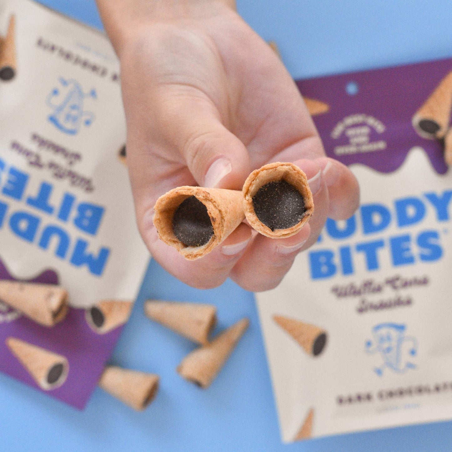 Muddy Bites Dark Chocolate Bite-Sized Waffle Cones Snacks, 2.33 oz