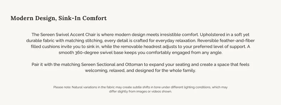 Aiden & Ivy Sereen Fabric Swivel Accent Chair, Taupe*
