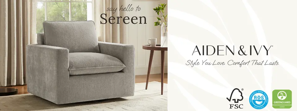 Aiden & Ivy Sereen Fabric Swivel Accent Chair, Taupe*
