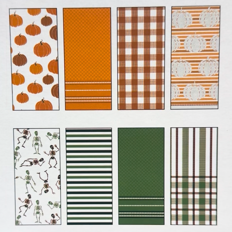 Fall and Halloween Kitchen Towels, 8 pack, 18 in x 28 in (multiple colors)